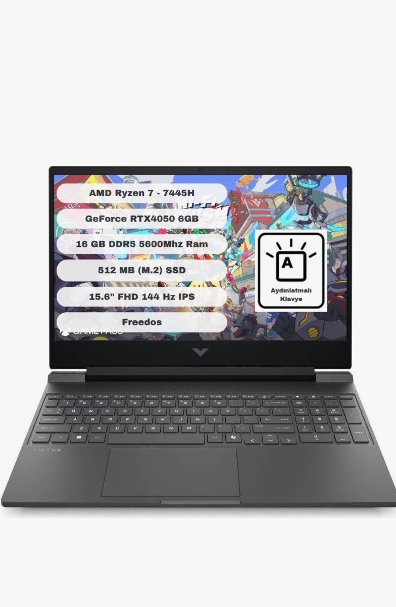 HP Victus 15-FB3038NT BX9U9EA R7-7445H 16 GB 512 GB SSD 6 GB RTX4050 15.6" 